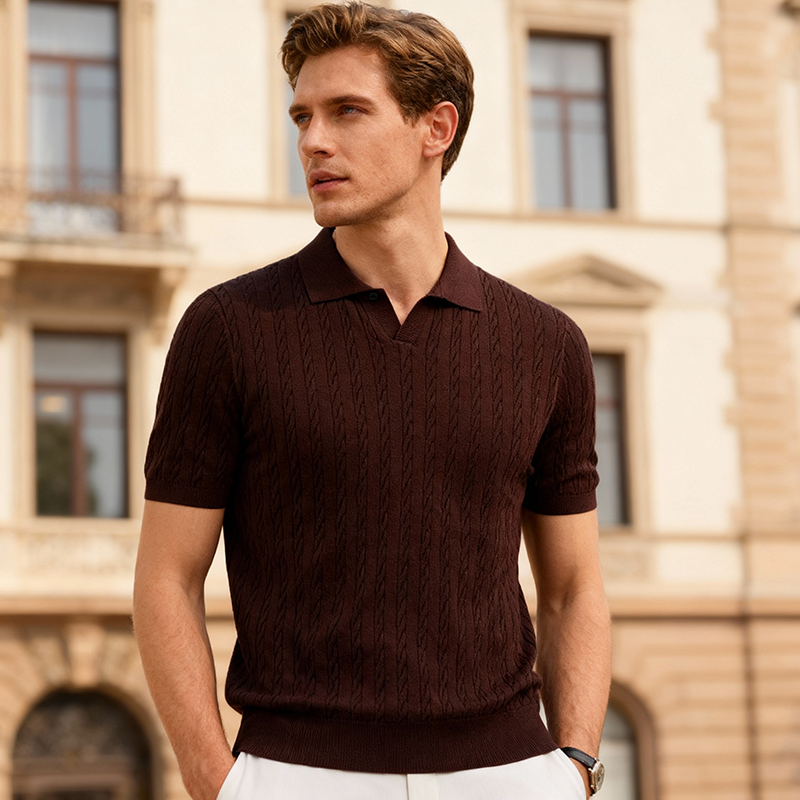 omaiga Men's Sweater Polo Shirt 530732