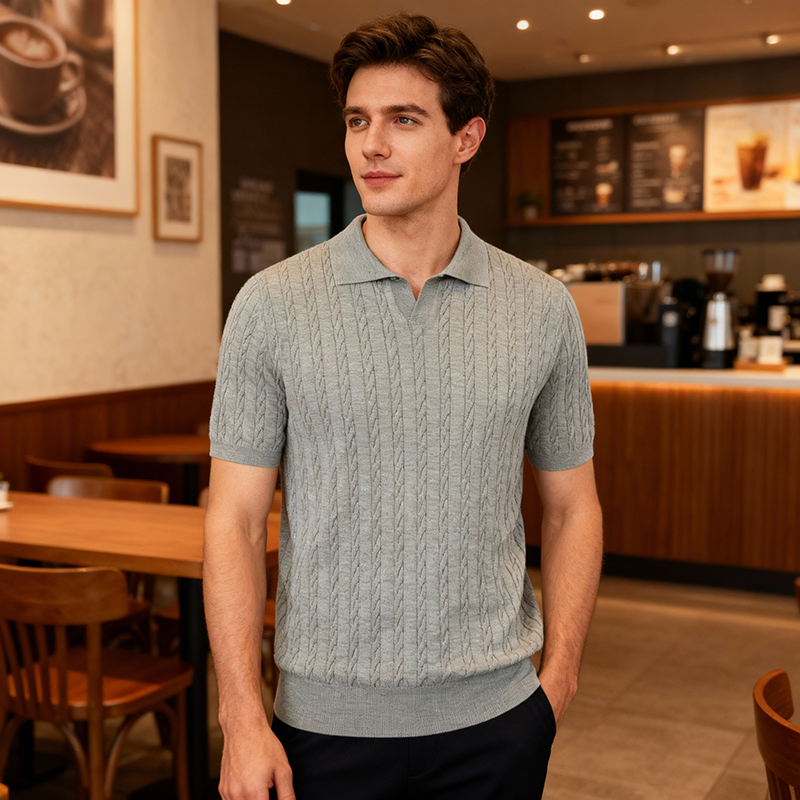 omaiga Men's Sweater Polo Shirt 530732