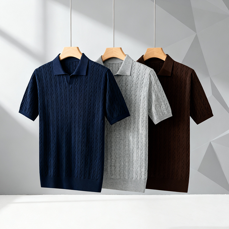 omaiga Men's Sweater Polo Shirt 530732