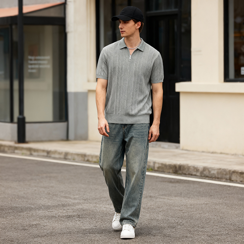 omaiga Men's Sweater Polo Shirt 530720