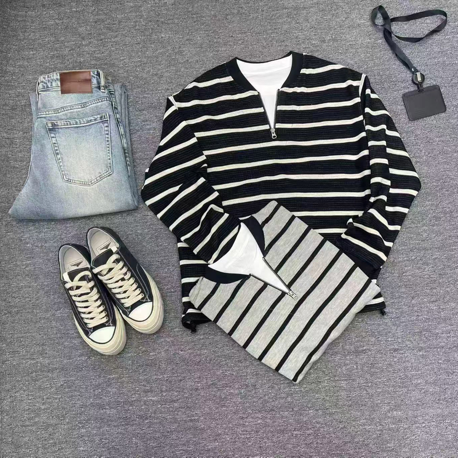 Omaiga Men's Two-Piece Striped Sweatshirt 466003